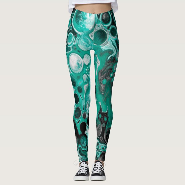 Digital Fluid Art-celler för skalning och svarta b Leggings (Framsida)