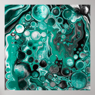 Digital Fluid Art-celler för skalning och svarta b Poster
