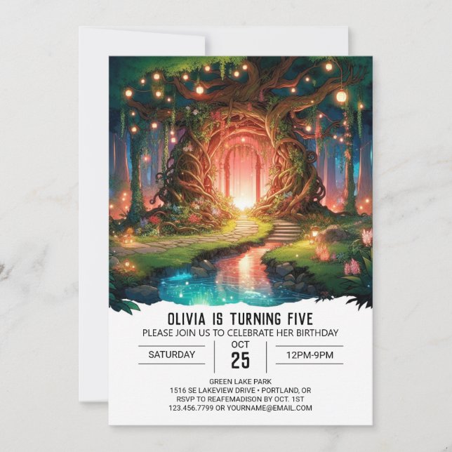 Digital födelsedag för stollig Adsible Woodland Inbjudningar (Framsida)