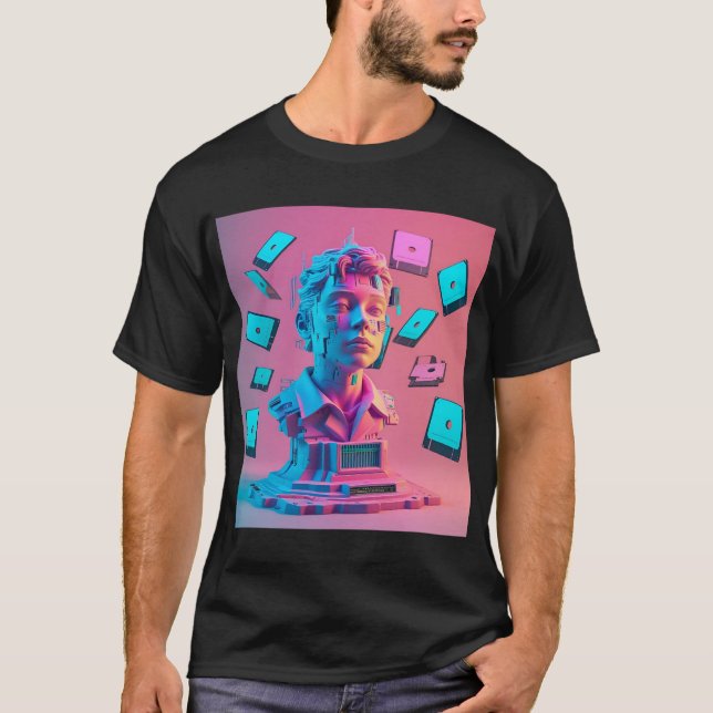 Digital fragmentering Porträtt T Shirt (Framsida)