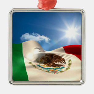 Digital frambragt skvalpa för Mexico flagga Julgransprydnad Metall