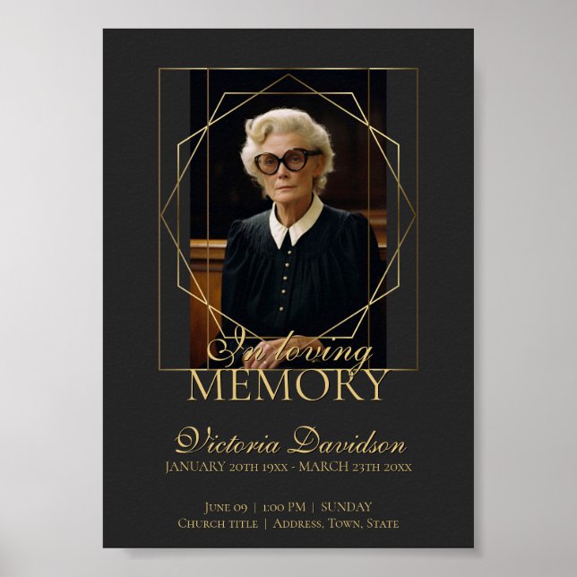 Digital Funeral Notification Post Mörk Grått Poster (Framsidan)