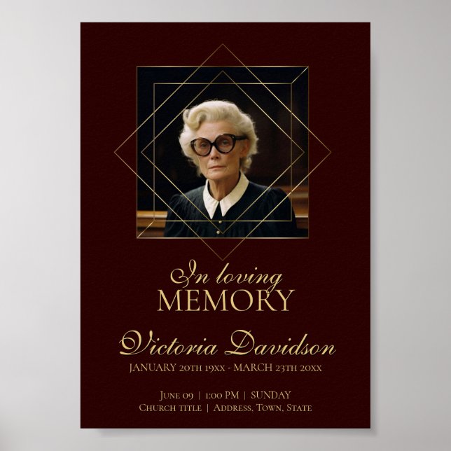 Digital Funeral Notification Post Mörk Red Poster (Framsidan)