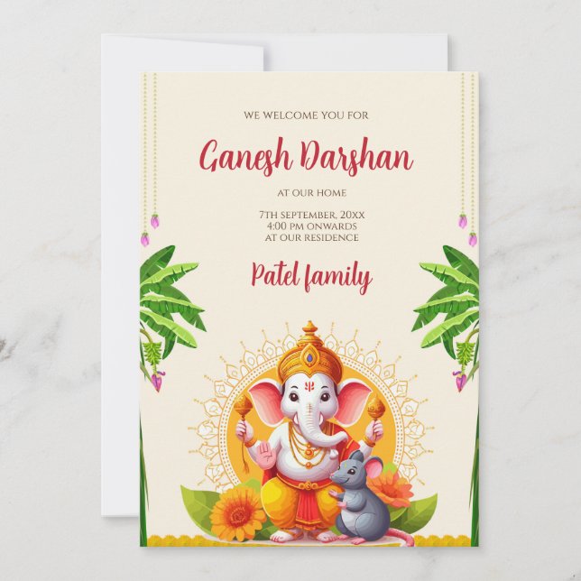 Digital Ganpati inbjuder till Ganesh pooja-inbjudn Inbjudningar (Framsida)