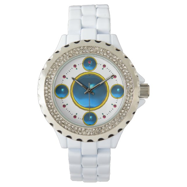 DIGITAL GEM STONE guld blue sapphire Armbandsur (Framsida)
