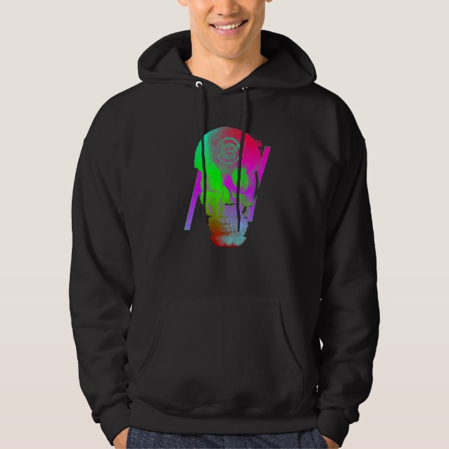 Digital Ghost Skull Glitch Hoodie (Framsida)