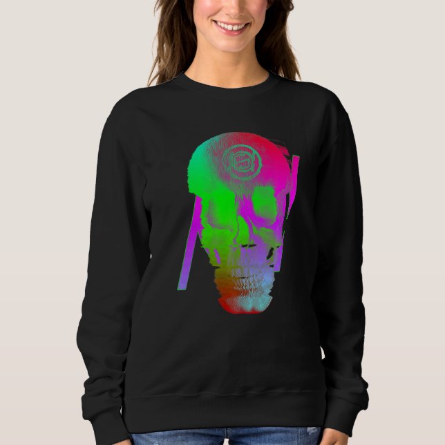 Digital Ghost Skull Glitch T Shirt (Framsida)