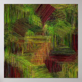 Digital Glitch Geometric Fabric Pattern Poster