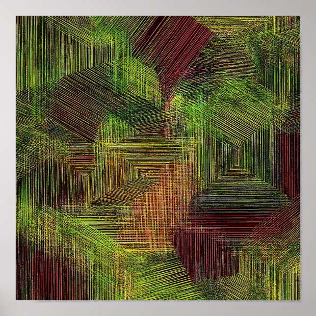Digital Glitch Geometriskt Tyg Mönster Poster (Framsidan)