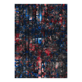 Digital Glitch Matrix Red and Blue Abstract Fototryck