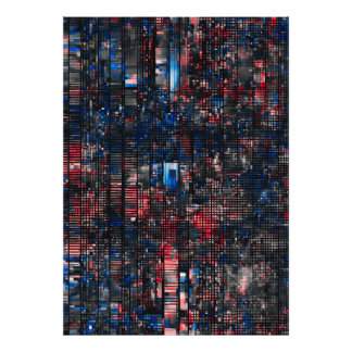 Digital Glitch Matrix Red and Blue Abstract Fototryck