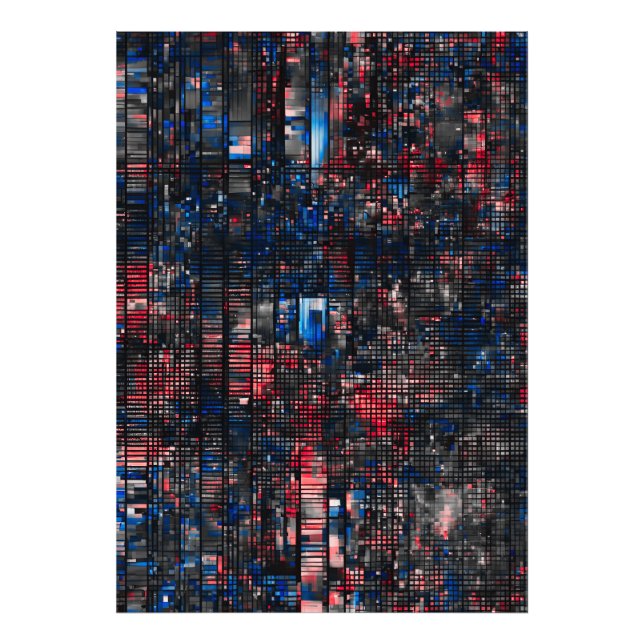 Digital Glitch Matrix Red and Blue Abstract Fototryck (Framsidan)