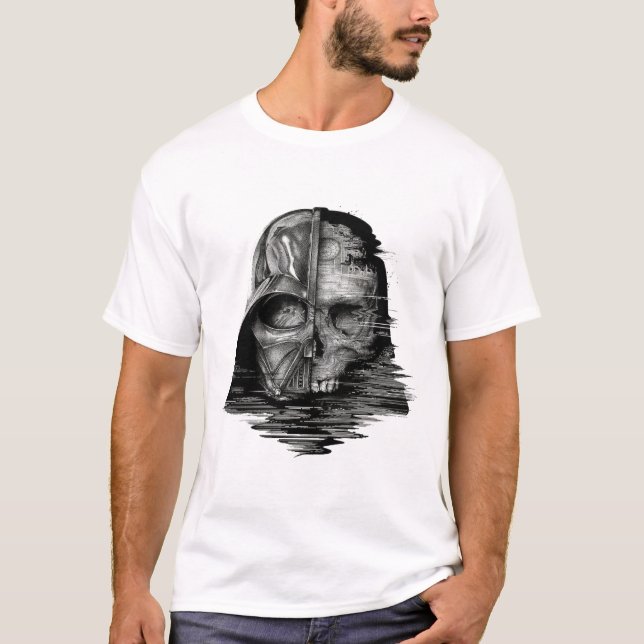 Digital Glitch Skull Art T-Shirt (Framsida)