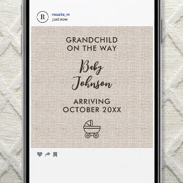 Digital Grandchild On The Way Linen Luxury Baby Meddelande