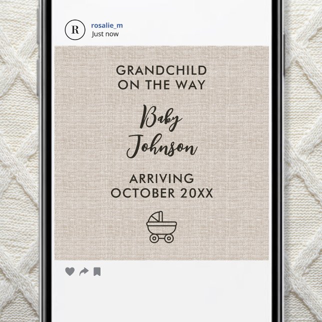 Digital Grandchild On The Way Linen Luxury Baby Meddelande (Skapare uppladdad)