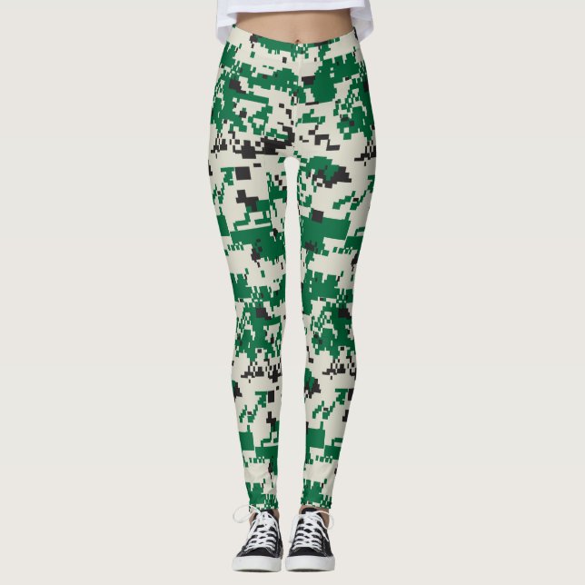 Digital grönt-kamouflage leggings (Framsida)