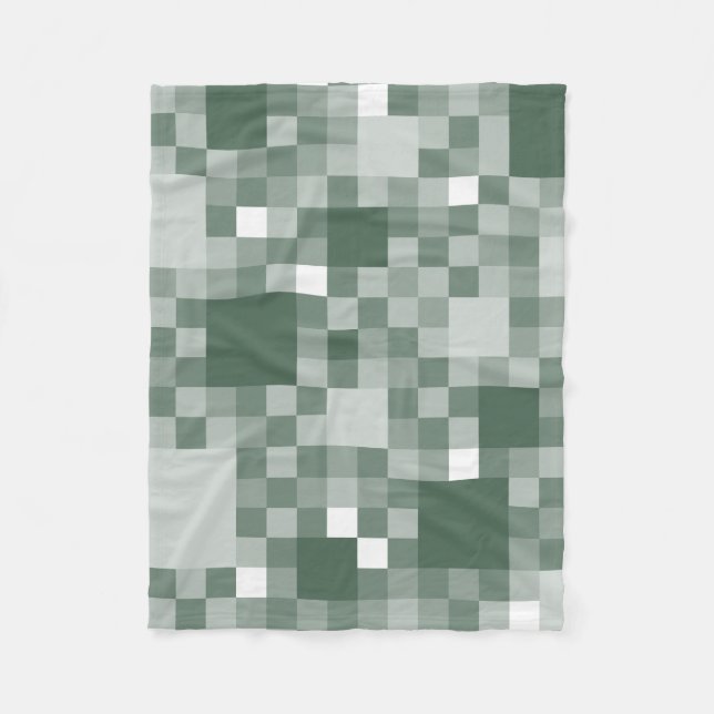 Digital Grönt Pixelated Little Squares Fleecefilt (Framsidan)