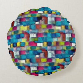 Digital, grov struktur med mycket färgad kvadratis rund kudde