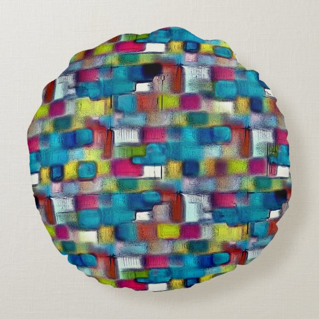 Digital, grov struktur med mycket färgad kvadratis rund kudde (Baksidan)