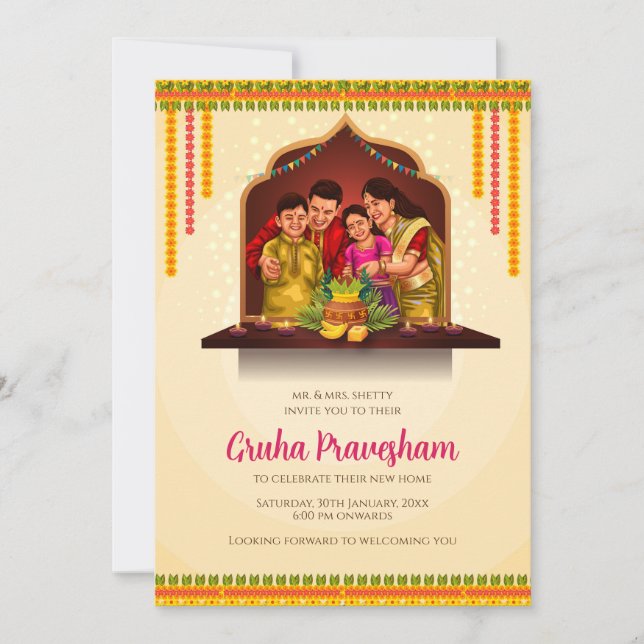 Digital Gruhapravesam inbjudan indisk hushållsuppv (Framsida)