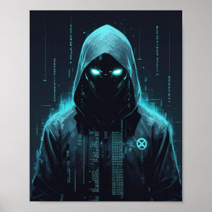 Digital hacker med huva poster