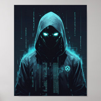 Digital hacker med huva poster