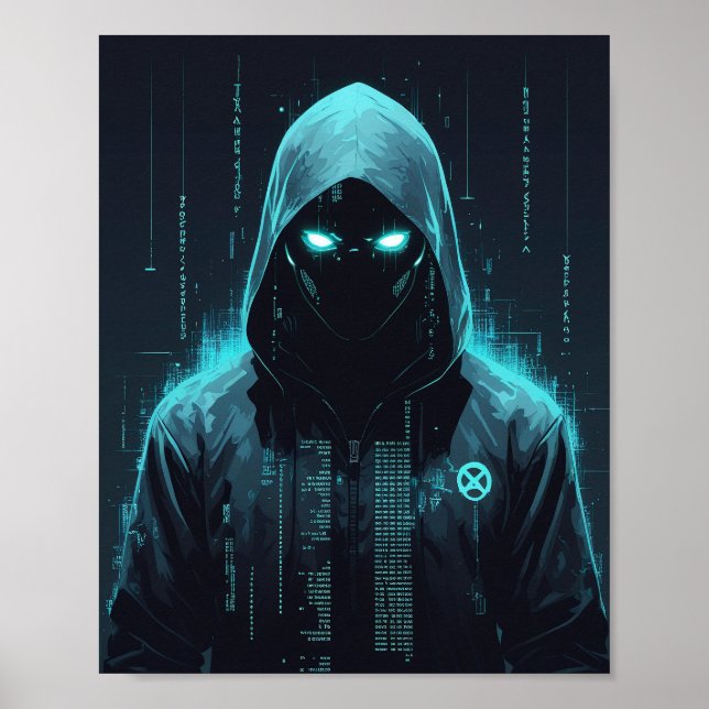Digital hacker med huva poster (Framsidan)