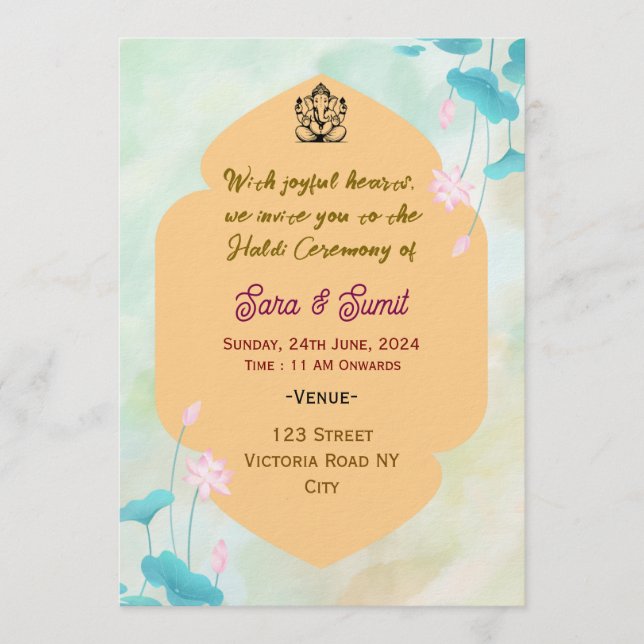 Digital Haldi Ceremony Invitations  Inbjudningar (Framsida)
