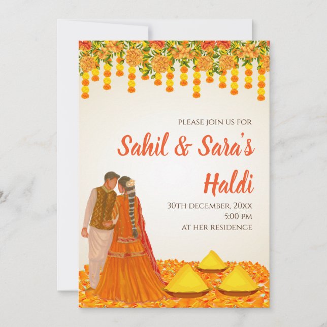 Digital Haldi inbjudan & Bröllop Haldi-inbjudninga (Framsida)