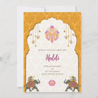 Digital Haldi-inbjudan & indiskt bröllopskort Inbjudningar