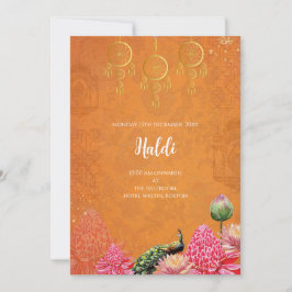 Digital Haldi-inbjudan & indiskt bröllopskort Inbjudningar