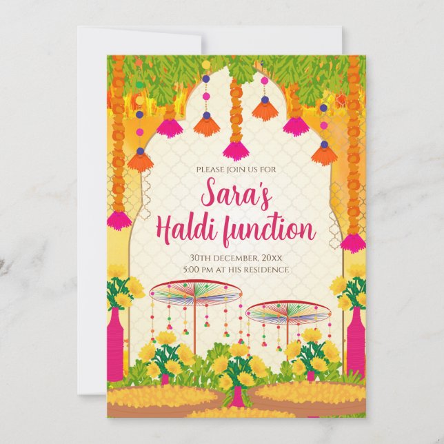 Digital Haldi-inbjudan Mehndi-inbjudan Haldi-kort Inbjudningar (Framsida)