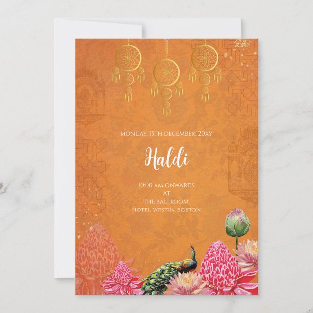 Digital Haldi-inbjudan och indisk bröllop-kort Inbjudningar (Framsida)