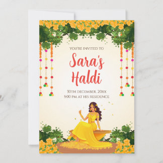 Digital Haldi inbjuder Haldi inbjudningar Pithi