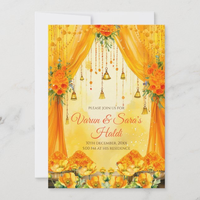 Digital Haldi-inbjudningar Haldi inbjudan (Framsida)