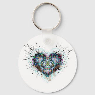 Digital Heart Sacred Geometry Heart Design  Nyckelring