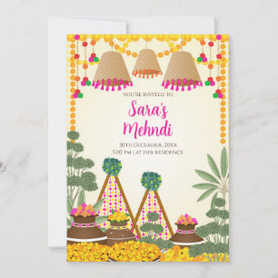 Digital Henna-inbjudan & Digital Haldi-inbjudan Inbjudningar