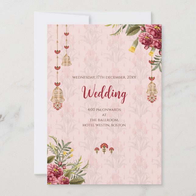 Digital Hindu bröllopsinbjudan Indiska bröllop Inbjudningar (Framsida)