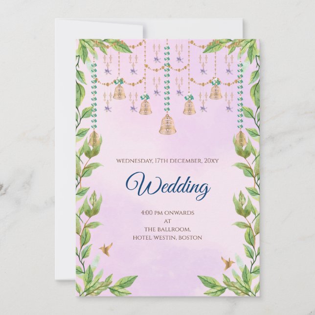 Digital hinduisk bröllopsinbjudan indiskt bröllop inbjudningar (Framsida)