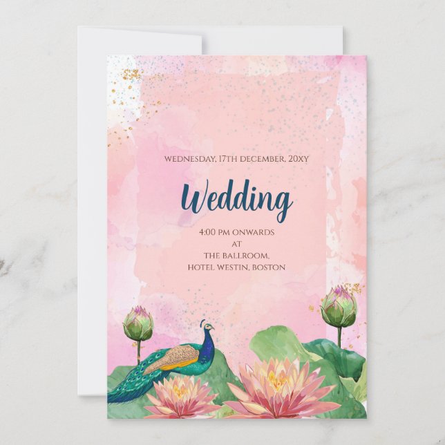 Digital hinduisk bröllopsinbjudan Indiskt bröllop Inbjudningar (Framsida)