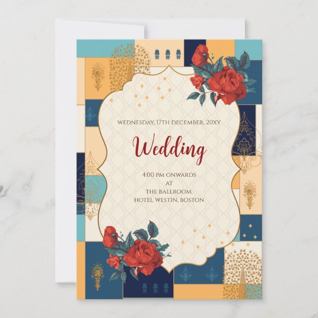 Digital hinduisk bröllopsinbjudan Indiskt bröllop Inbjudningar (Framsida)