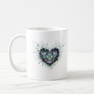 Digital hjärta Helig geometri hjärtdesign Kaffemugg
