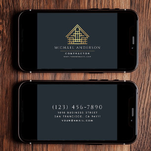 Digital Home Byggnad Construction Blue Business Kort