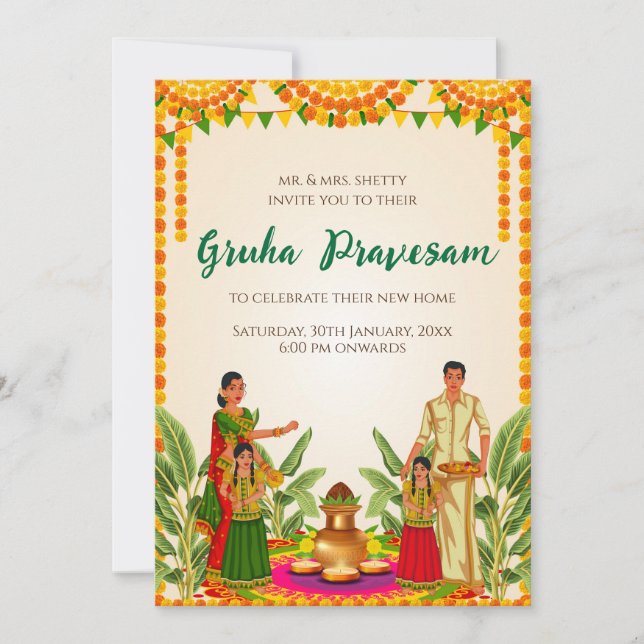 Digital House uppvärmning inbjudan Gruhapravesam i (Framsida)