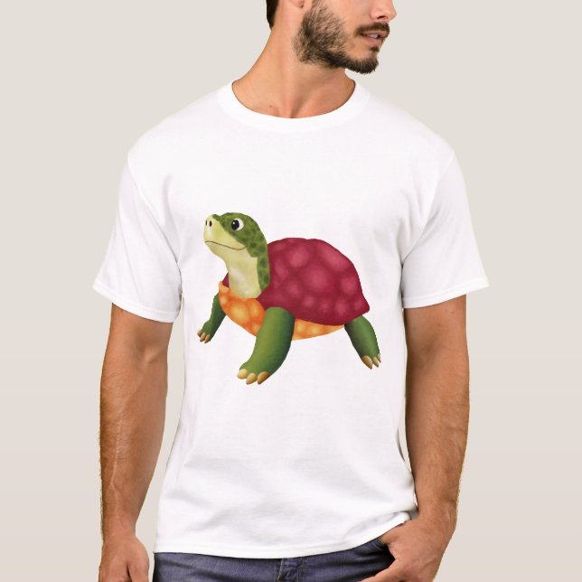 Digital illustration av en glad sköldpadda t shirt (Framsida)
