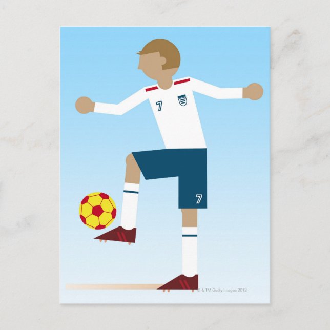 Digital illustration av fotbollsspelare som bär vykort (Framsida)