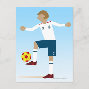 Digital illustration av fotbollsspelare som bär vykort