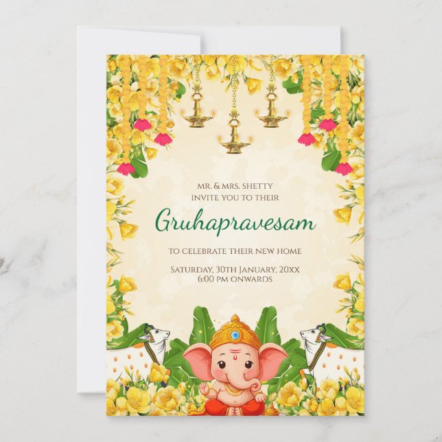 Digital Indian Houseuppvärmningsinbjudan Tamil Inbjudningar (Framsida)