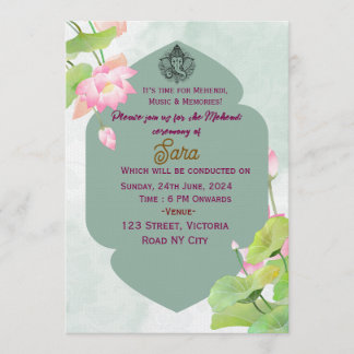 Digital Indian Wedding Mehendi Ceremony Invitation Inbjudningar