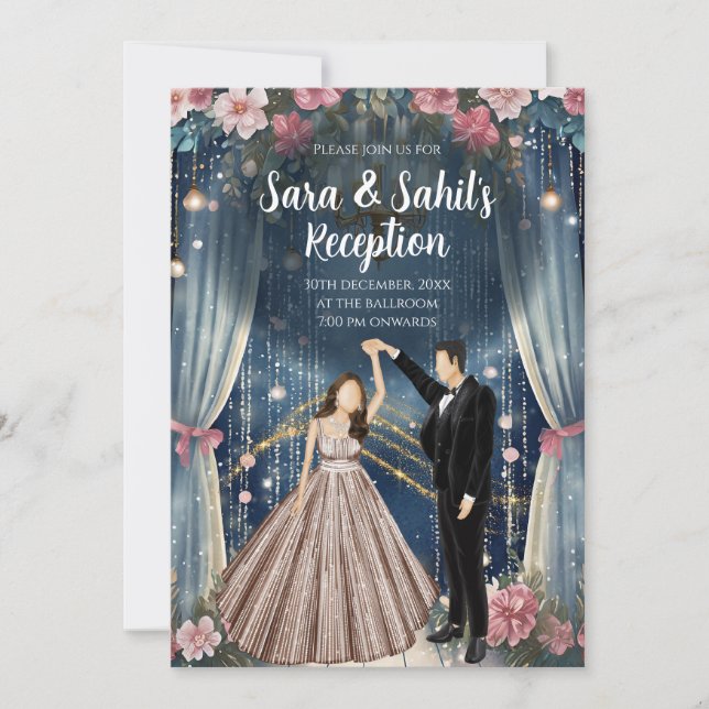 Digital Indian Wedding Reception inbjudan (Framsida)